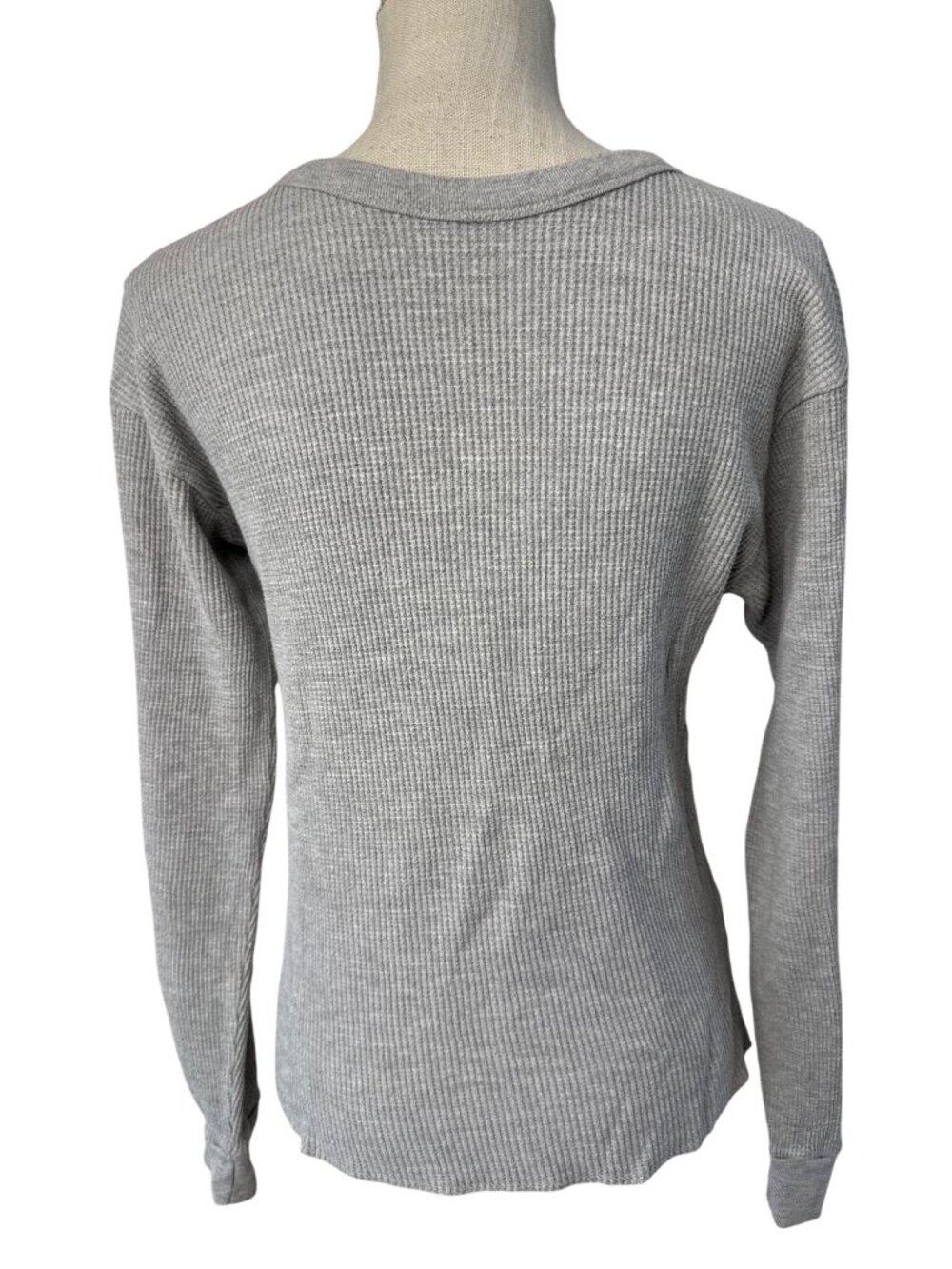 Beverly Hills Polo Club Gray Ribbed Long-Sleeve Shirt Size L Casual Cozy Wear